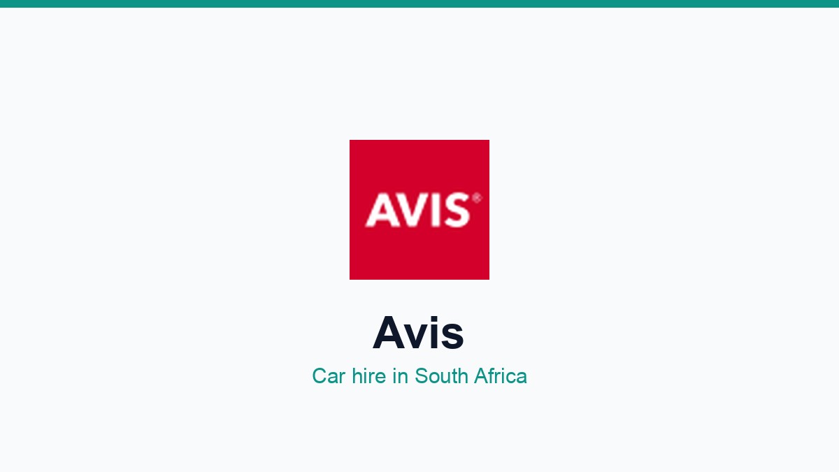 Avis car hire South Africa