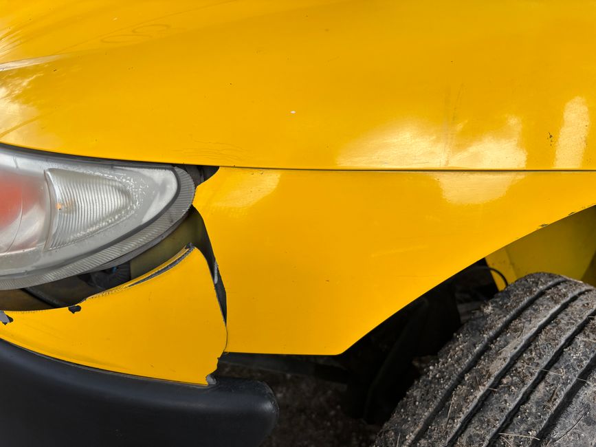 Damaged car bumper - Accident in a hire car in South Africa